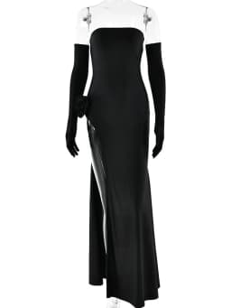 Dámské elegantní večerní šaty s výstřihem, rozparkem a květinovým vzorem - sexy club dress - náhled 7