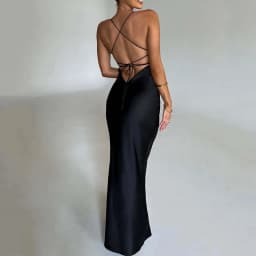 Elegantní dámské saténové šaty s krajkou a šněrováním - Sexy mořská panna bez rukávů - náhled 5