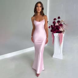 Elegantní dámské saténové šaty s krajkou a šněrováním - Sexy mořská panna bez rukávů - náhled 6