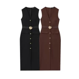 Elegantní černé letní midi šaty bez rukávů dámské společenské večerní šaty - náhled 2