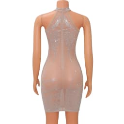 Luxusní průsvitné mini šaty s kamínky na večírek a společenské akce - sexy elegantní model - náhled 6