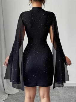 Elegantní černé letní mini šaty dámské plážové společenské módní krátké - náhled 4