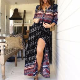 Dámské dlouhé letní šaty boho styl volný střih romantické maxi šaty - náhled 7