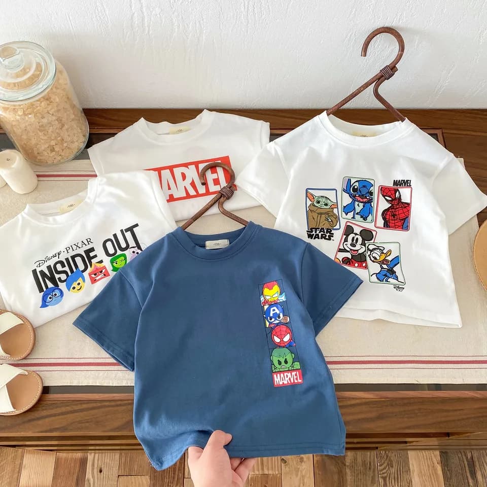 Dětské tričko Mickey Mouse - roztomilý dětský top, krátký rukáv, vtipný potisk, 98-134 cm