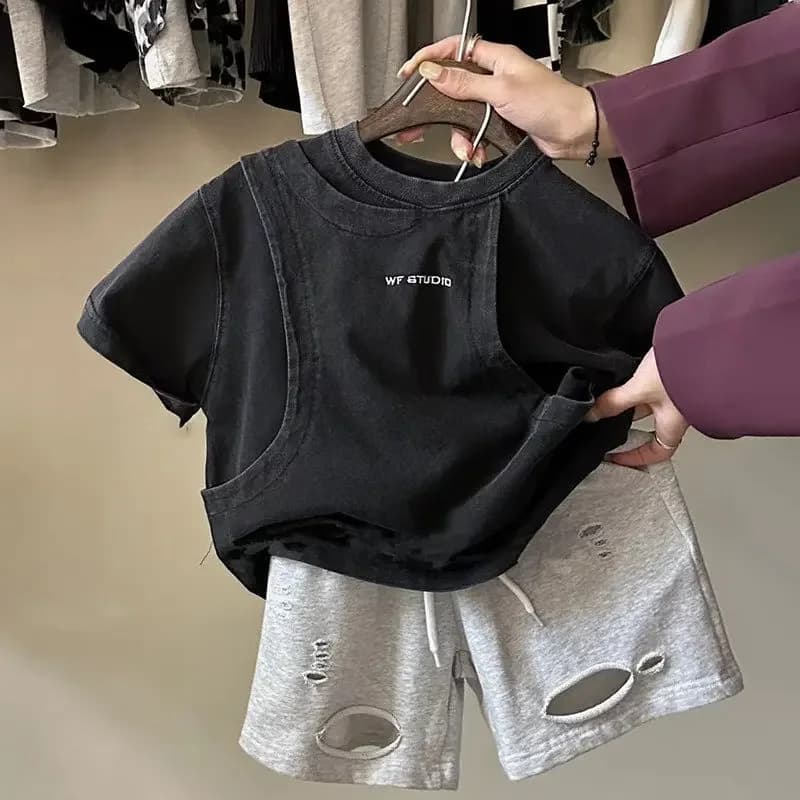 Dětské letní bavlněné tričko volného střihu - módní chlapecká košile pro pohodlné nošení