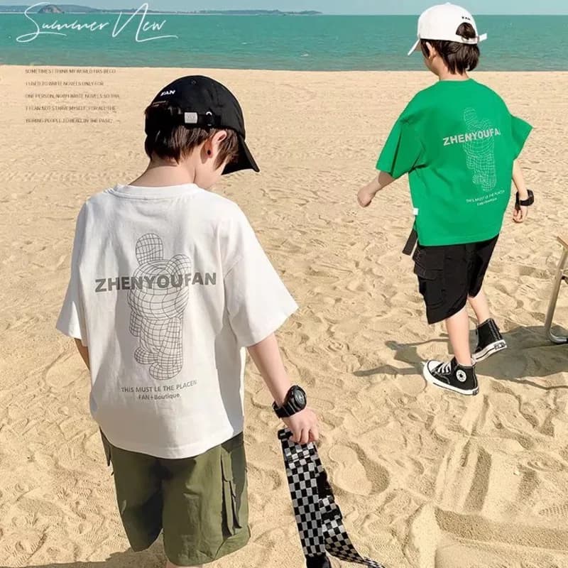 Dětské tričko s krátkým rukávem letní bavlněné tričko pro kluky a holky modré 122-164