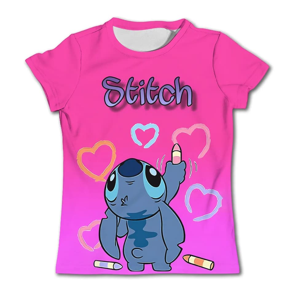 Dětské tričko Stitch roztomilý dětský top kreslený motiv bavlněné letní oblečení
