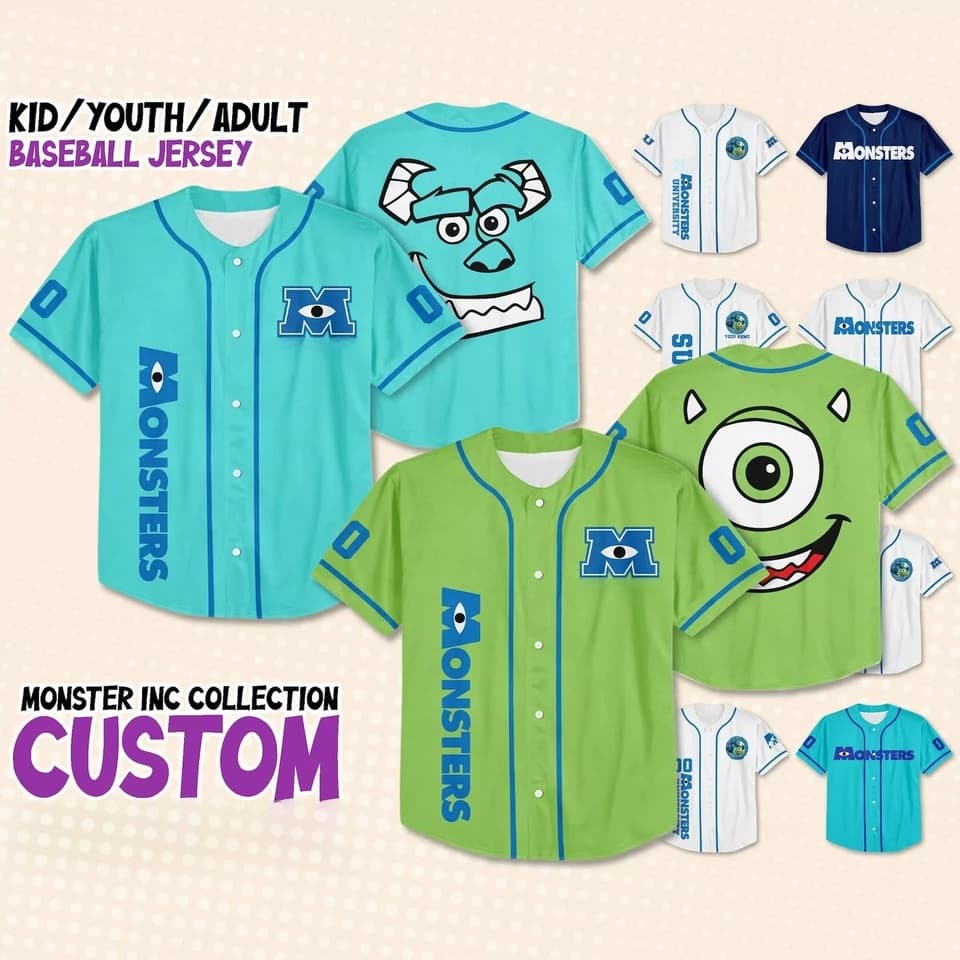 Dětský baseballový dres s potiskem Monster Inc | Tréninkový dres pro kluky | Sportovní kostým pro fanoušky Disney