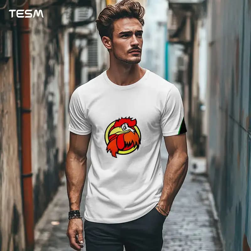 Prodyšné sportovní tričko unisex - vintage design, barevný tisk, volný střih