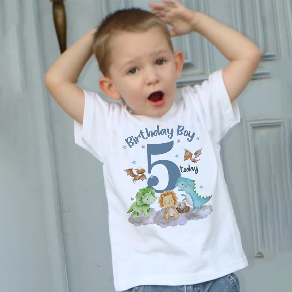 Dětské tričko s dinosaurem - narozeninový outfit pro malé dobrodruhy 1-12 let