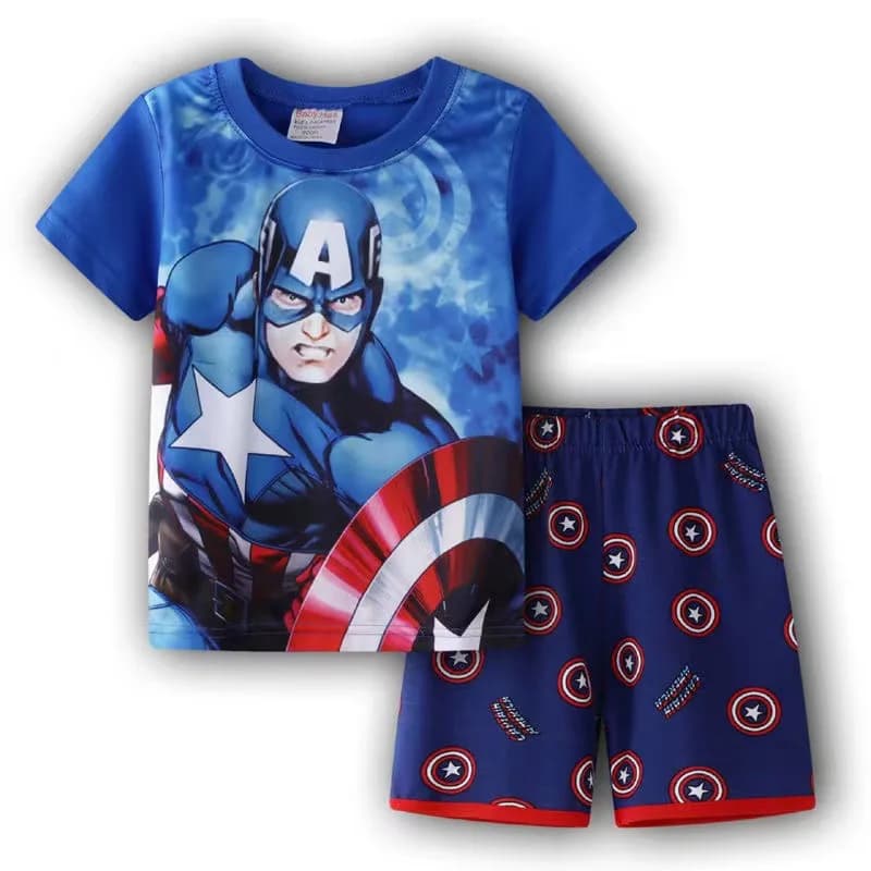 Dětské Marvel superhrdina tričko Kapitán Amerika Spider-Man krátký rukáv modré červené
