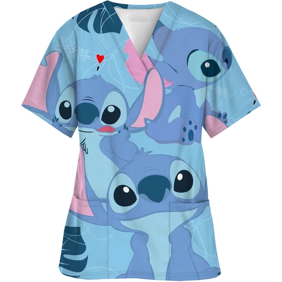Dámská zdravotnická mikina Stitch - roztomilý potisk, kapsa, pohodlný střih, vánoční motiv XS-2XL