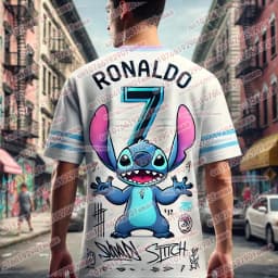 Dětské tričko Stitch letní sportovní bavlněné tričko pro kluky a holky modré XS-XXL - náhled 3