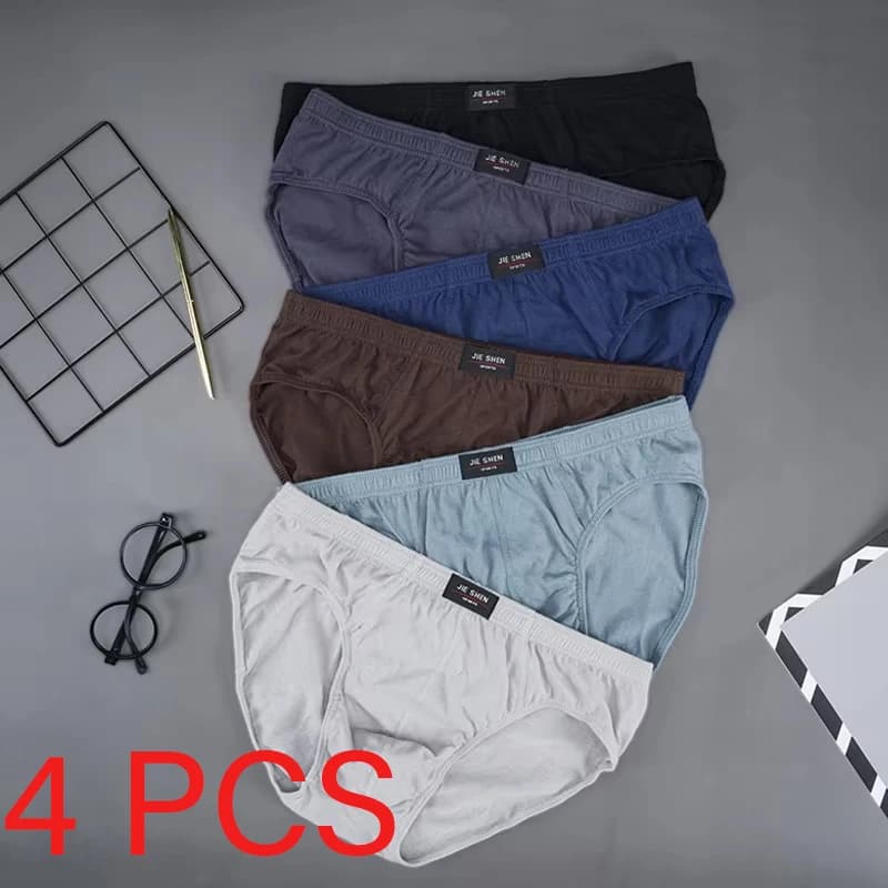 Pánské bavlněné spodní prádlo XL-5XL prodyšné pohodlné boxerky 4 ks sada