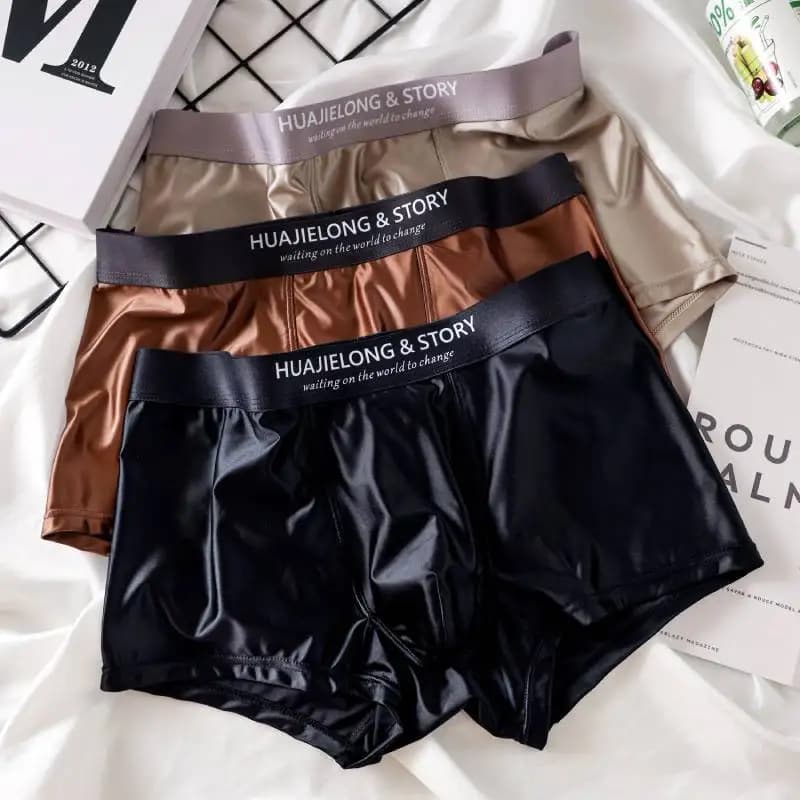 Pánské boxerky Ice Silk - Prodyšné Bezešvé Pohodlné Spodní Prádlo 3ks Sada