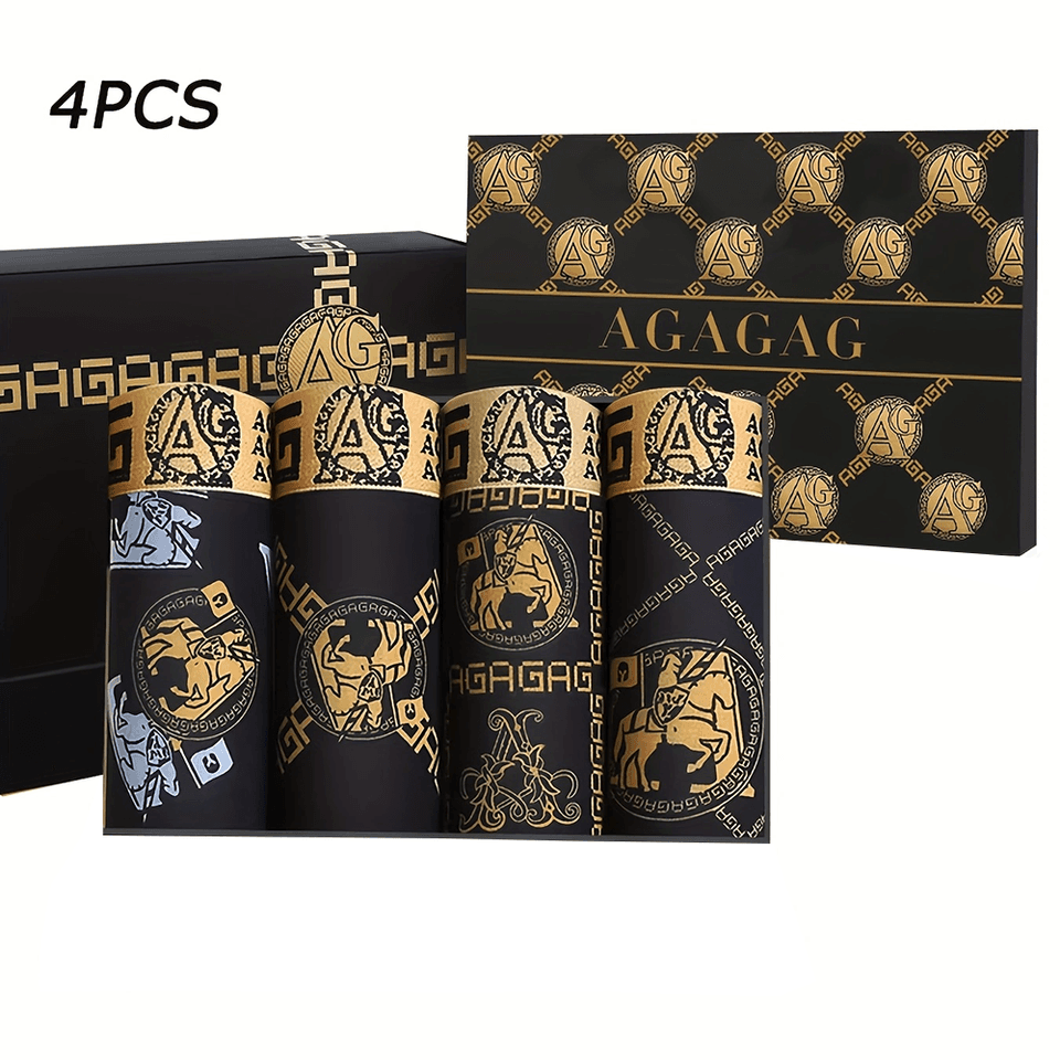 Pánské boxerky prodyšné antibakteriální sada 4 ks módní retro design pohodlné spodní prádlo