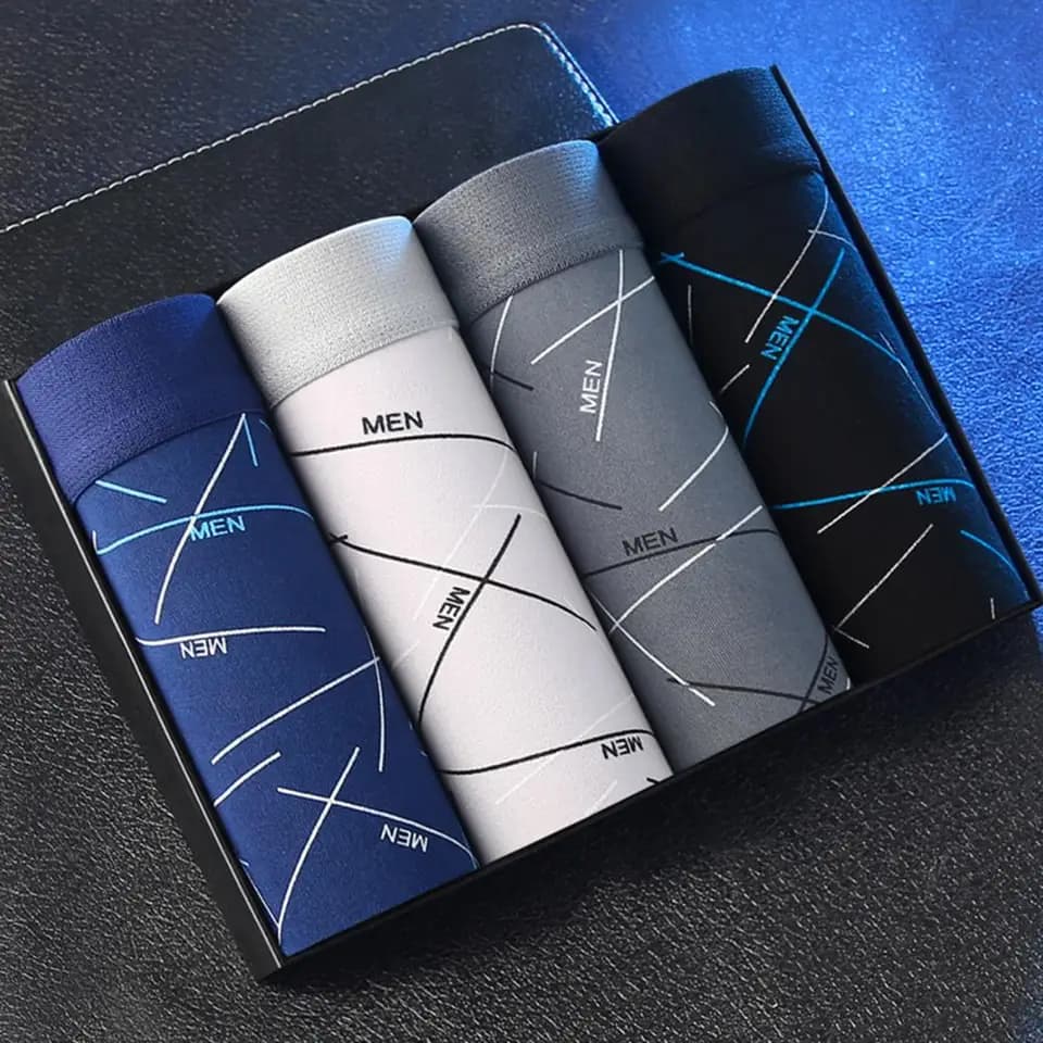 Pánské boxerky prodyšné pohodlné elastické prádlo s protirozpěrovým designem a absorpční technologií