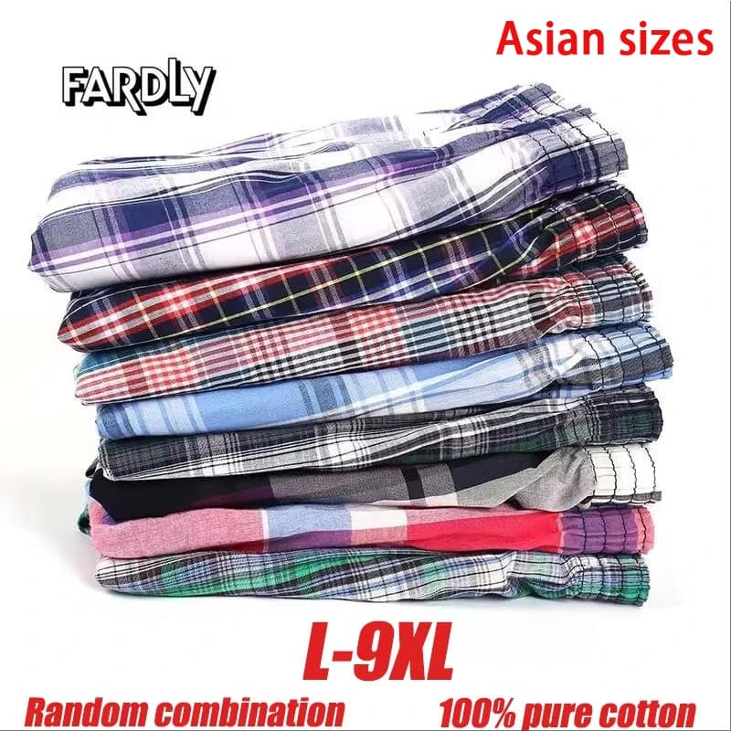 Pánské boxerky bavlněné prodyšné kostkované sada 5ks XS-4XL pohodlné spodní prádlo