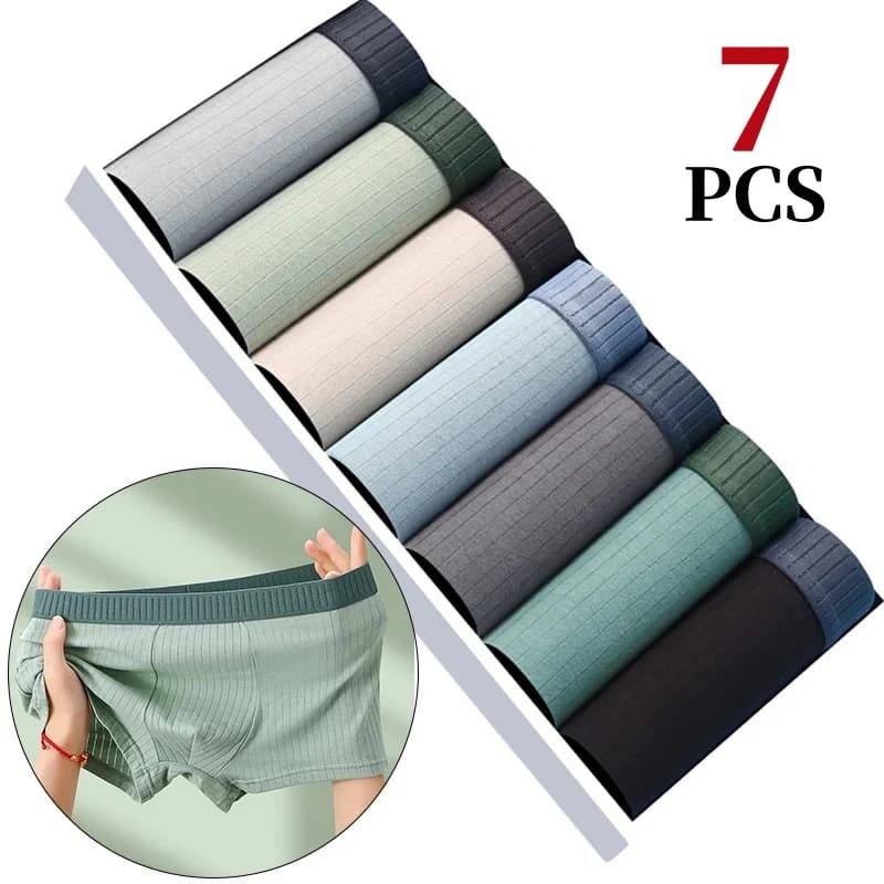 Pánské bavlněné boxerky sada 7 kusů prodyšné elastické pohodlné L-4XL