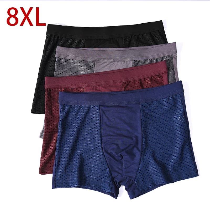Pánské bambusové boxerky XS-8XL prodyšné pohodlné spodní prádlo sada 4 kusů černé