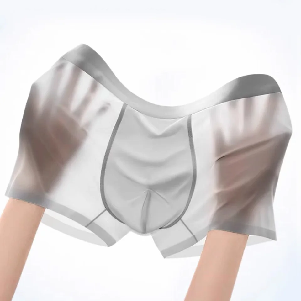 Pánské průsvitné boxerky prodyšné hedvábné bezešvé rychleschnoucí antibakteriální pohodlné spodní prádlo