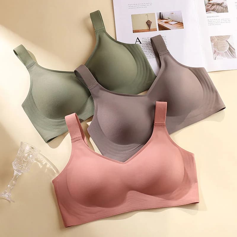 Pohodlná dámská podprsenka push-up bezešvá extra velká velikost sportovní měkká černá M-3XL