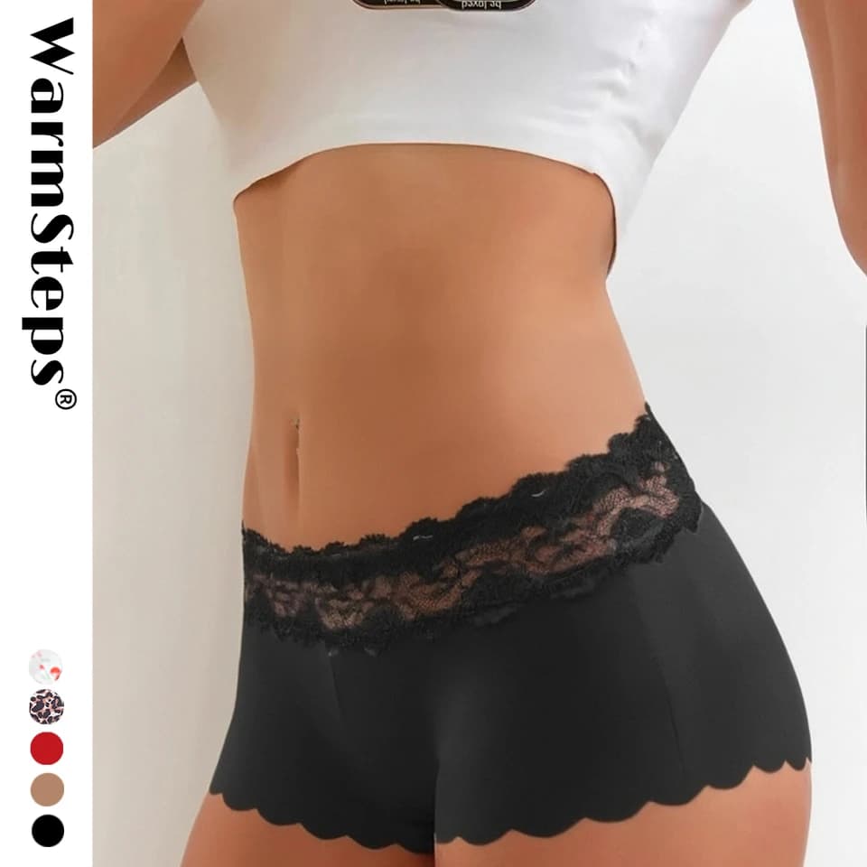 Dámské hedvábné saténové boxerky krajkové kalhotky sportovní prádlo pohodlné