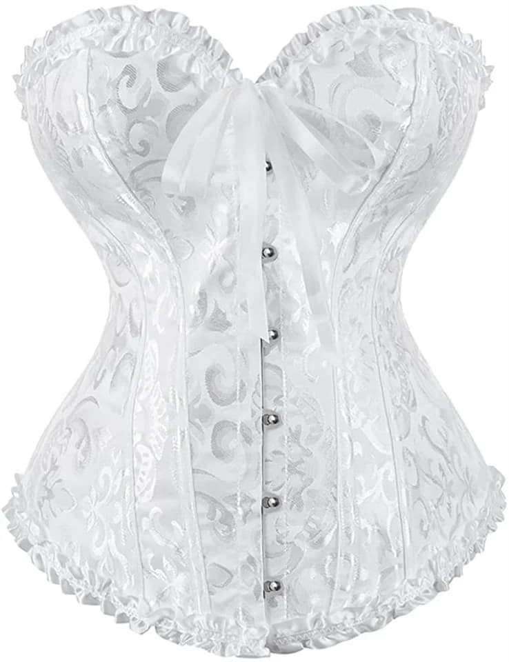 Krajkový korzet dámský plus size sexy vintage victorian tvarující top černý/bílý S-5XL