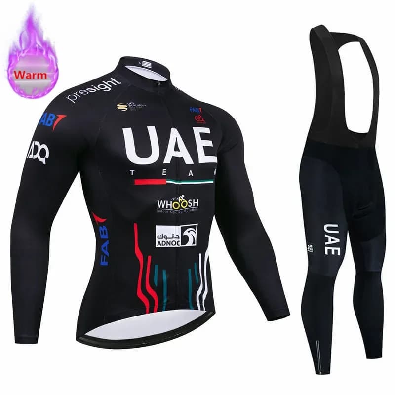 Zimní cyklistický komplet - termo fleece dres a kalhoty pro horská a silniční kola