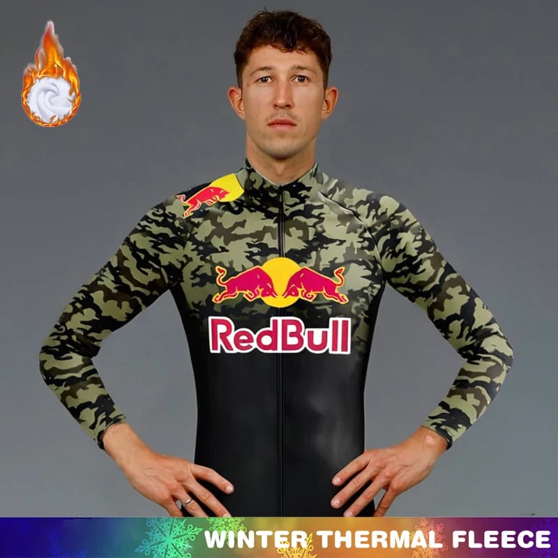 Pánská zimní cyklistická bunda fleece červená prodyšná outdoorová výbava na kolo MTB silnice