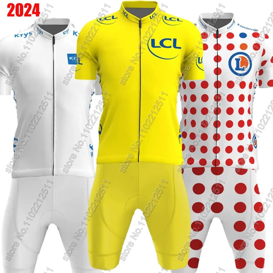 Cyklistický dres a kraťasy pro muže - Zelený puntíkovaný tour set pro silniční kolo 2024