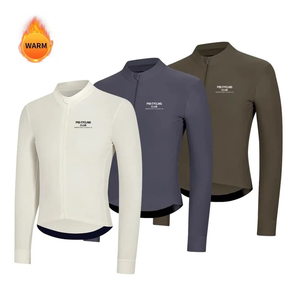 Pánský zimní cyklistický dres - termo fleece, větruvzdorný, dlouhý rukáv, MTB silniční kolo