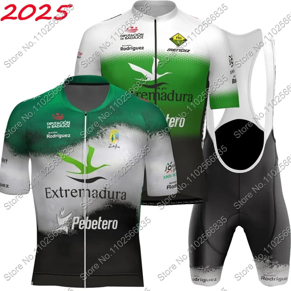 Cyklistický dres se šortkami zelený silniční MTB prodyšný pohodlný profesionální set
