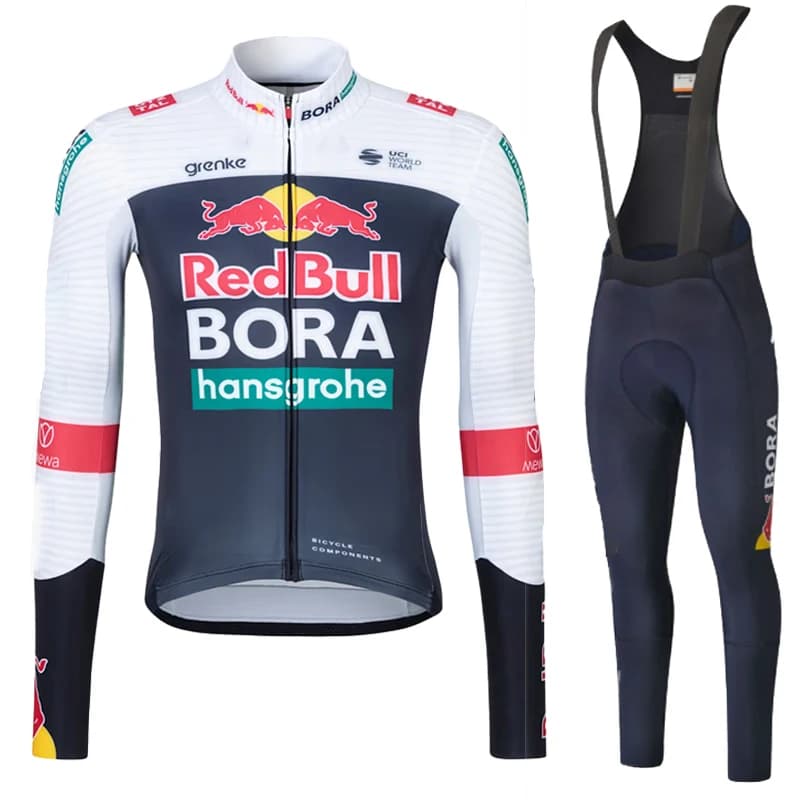 Prodyšný cyklistický dres pánský dlouhý rukáv MTB červený sportovní set na kolo
