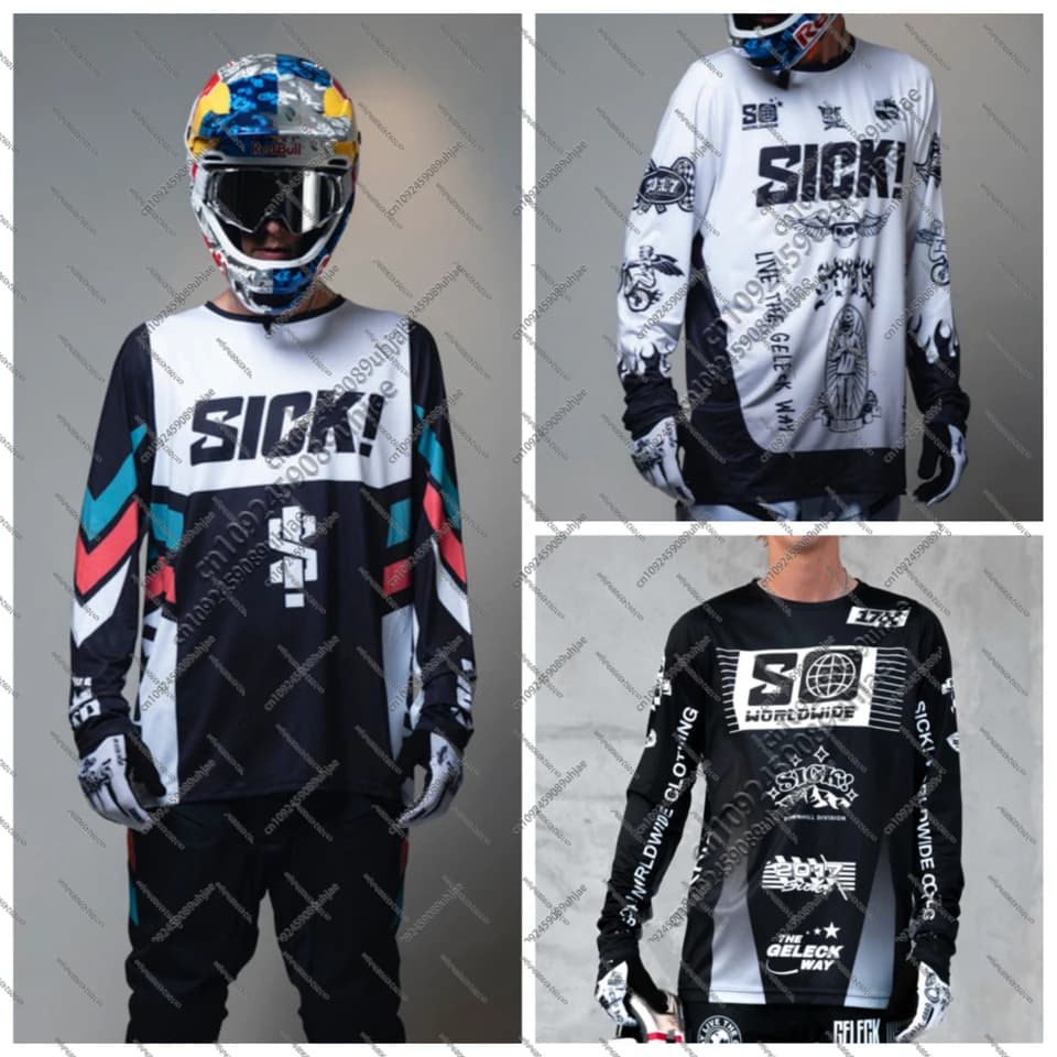 Pánské cyklistické tričko MTB downhill enduro volný střih dlouhý rukáv prodyšné sportovní oblečení