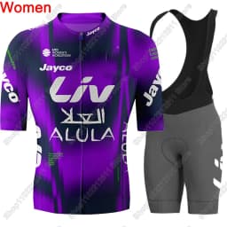 Dámská cyklistická sada fialový dres kraťasy prodyšný sportovní komplet silniční kolo MTB - náhled 2