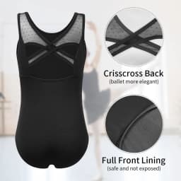 Dívčí baletní dres s průsvitnou síťkou a křížovým výstřihem - sportovní tanečník outfi - náhled 6