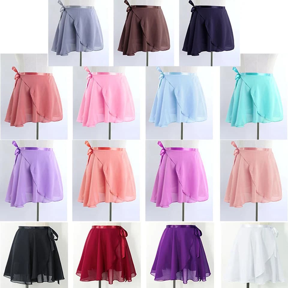 Dívčí baletní sukně šifónová s vázáním v pase - taneční a gymnastické oblečení 11 barev