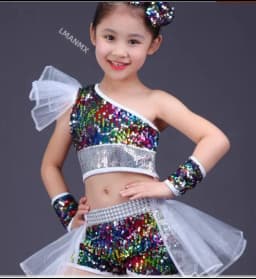 Dívčí taneční kostým - moderní jazz streetdance sukně s flitry pro děti a dospívající - náhled 2