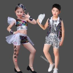 Dívčí taneční kostým - moderní jazz streetdance sukně s flitry pro děti a dospívající - náhled 4