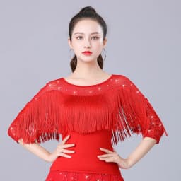 Dámský taneční top s třásněmi na latinské tance - elegantní soutěžní oblečení pro společenské tance - náhled 3