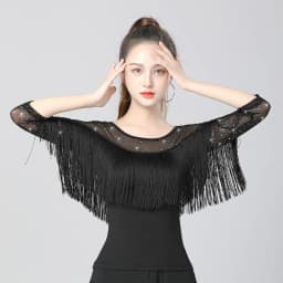 Dámský taneční top s třásněmi na latinské tance - elegantní soutěžní oblečení pro společenské tance - náhled 7