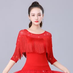 Dámský taneční top s třásněmi na latinské tance - elegantní soutěžní oblečení pro společenské tance - náhled 6