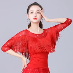 Dámský taneční top s třásněmi na latinské tance - elegantní soutěžní oblečení pro společenské tance - náhled 5