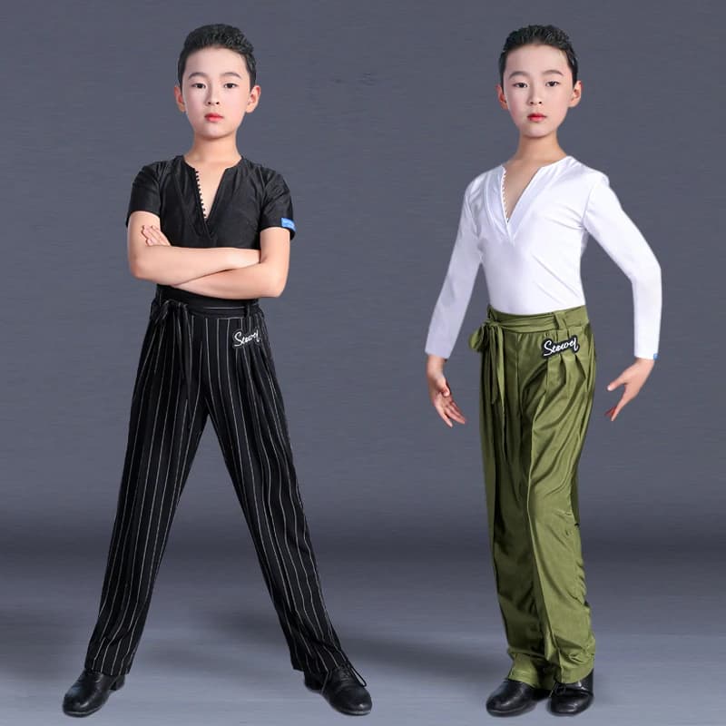 Dětské taneční oblečení pro latino styly - top a kalhoty na společenské tance, performance kostým