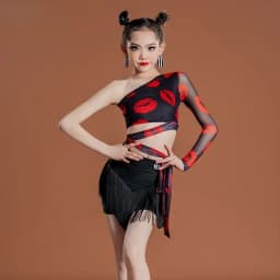 Dívčí latinské taneční šaty s třásněmi - elegantní soutěžní outfit pro samba a tango - náhled 3