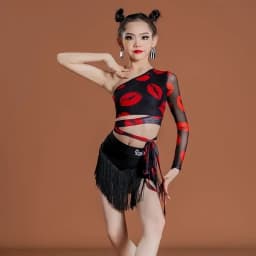 Dívčí latinské taneční šaty s třásněmi - elegantní soutěžní outfit pro samba a tango - náhled 5