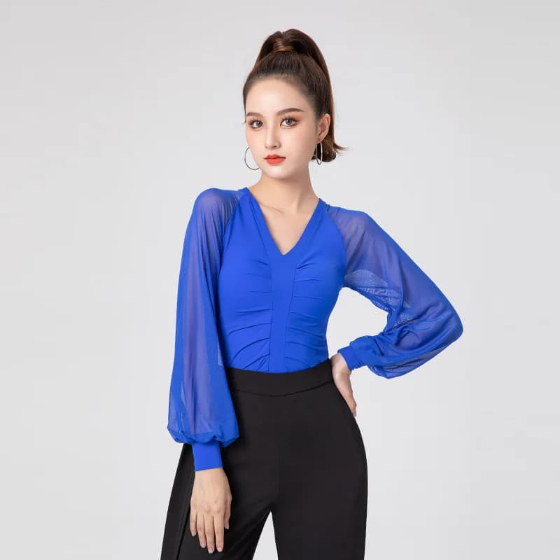 Dámský taneční top Latino styl - fitness trénink samba tango flamenco elastický crop top
