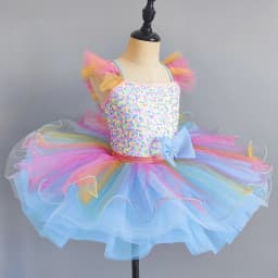 Dětské baletní šaty duhové gymnastické taneční tutu pro děti do 12 let - náhled 5