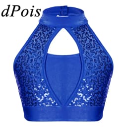 Dívčí taneční top s flitry - sportovní crop top na Jazz, Latin, Samba a balet 6-16 let - náhled 2